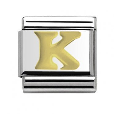 Gold Initial K Silver Charm