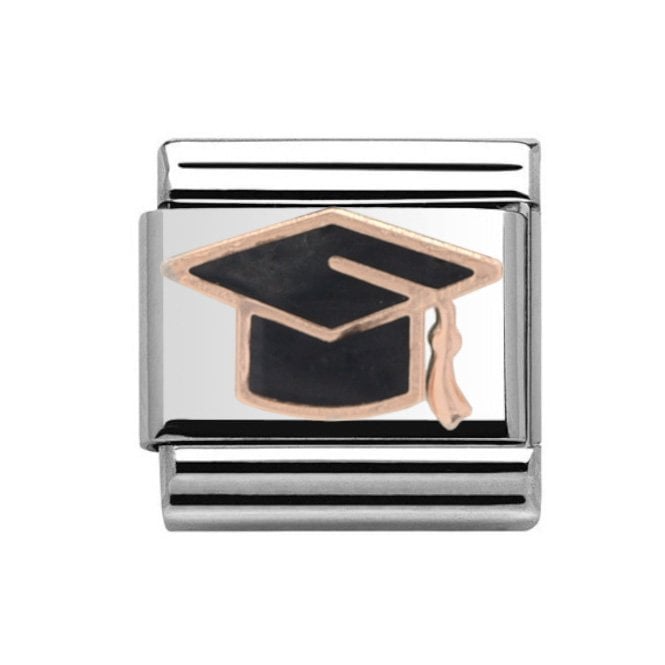 Charmlinks Graduation Hat Rose Silver Charm