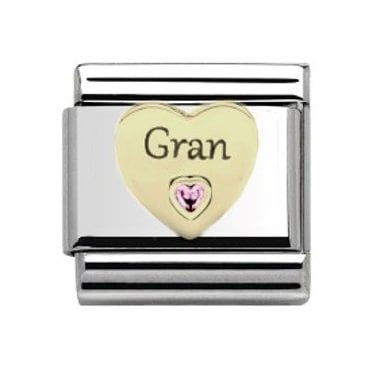 Gran in Heart Stone Set in Gold & Silver Charm