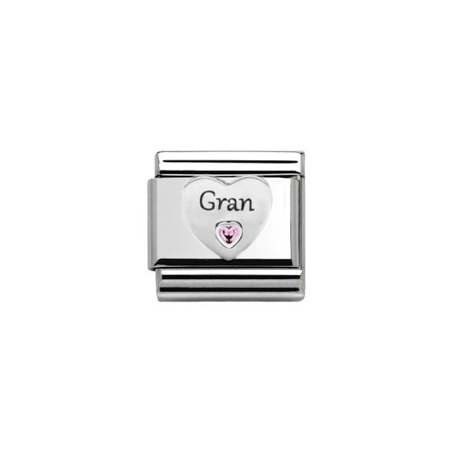 Charmlinks Gran in Heart Stone Set Silver Charm