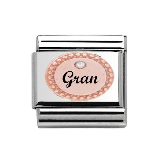Charmlinks Gran in Oval Rose & Silver Stone Set Charm