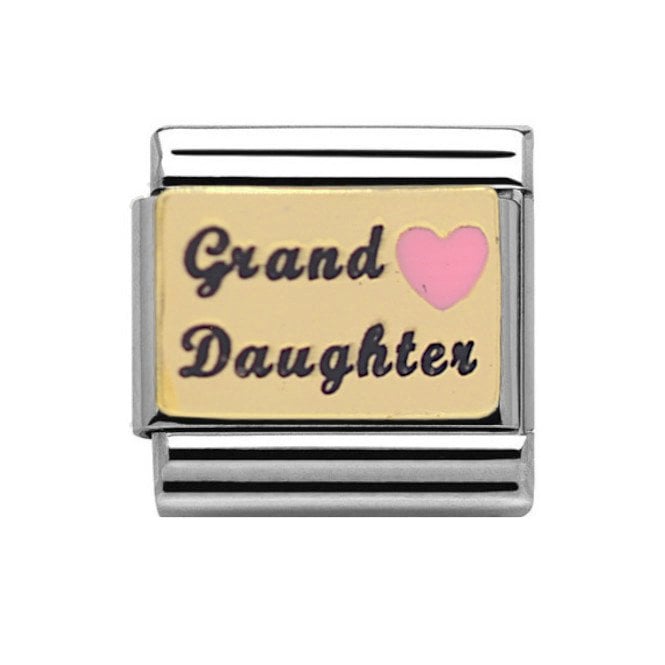 Charmlinks Grand Daughter With Pink Heart Gold Silver Charm