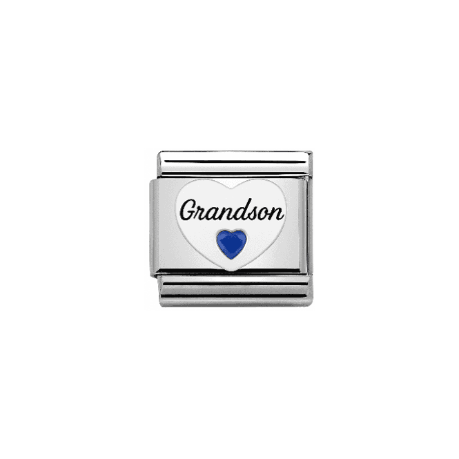 Charmlinks Grandson Blue Heart Silver Charm
