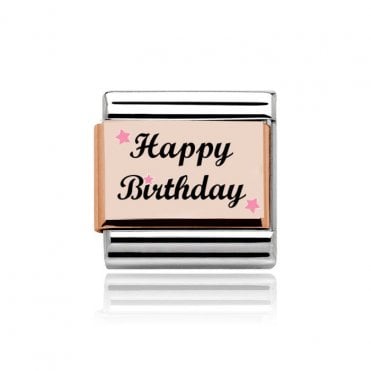 Happy Birthday Pink Stars Rose Silver