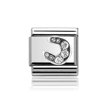 Horseshoe Stone Set Silver Silver Charm