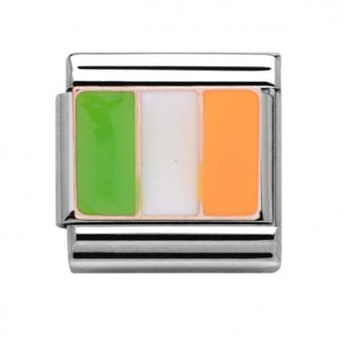 Ireland Flag Rose Silver Charm