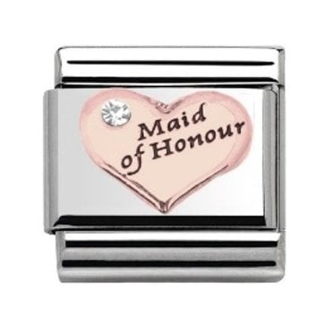 Maid Of Honour Rose Silver Heart Stone Set Charm