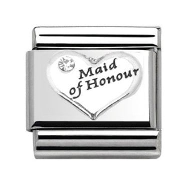 Maid Of Honour Silver Heart Stone Set Charm