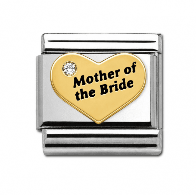 Charmlinks Mother of the Bride Gold Heart Silver Charm