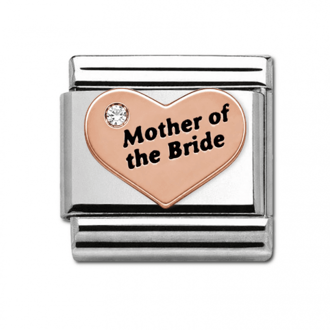 Charmlinks Mother of the Bride Rose Heart Silver Charm