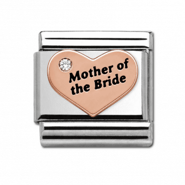 Mother of the Bride Rose Heart Silver Charm