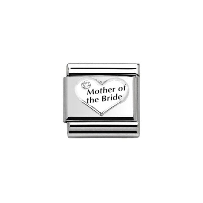 Charmlinks Mother of the Bride Silver Heart Stone Set Charm