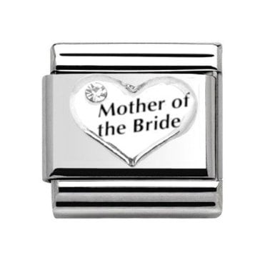 Mother of the Bride Silver Heart Stone Set Charm