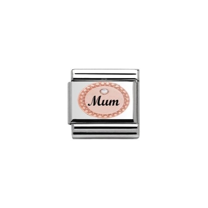 Charmlinks Mum in Oval Rose Silver Charm
