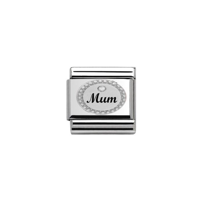 Charmlinks Mum in Oval Silver Charm