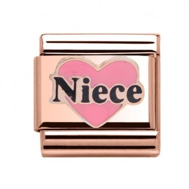 Niece In Pink Heart Rose Rose Charm