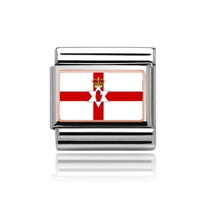 Charmlinks Northern Ireland/Ulster Flag Rose Silver Charm