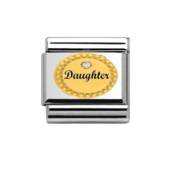Charmlinks Oval Cubic Zirconia Daughter Gold with Silver Charm