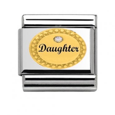 Oval Cubic Zirconia Daughter Gold with Silver Charm