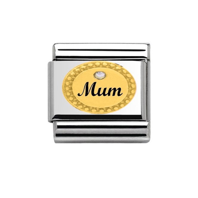 Charmlinks Oval CZ Mum Gold Silver Charm