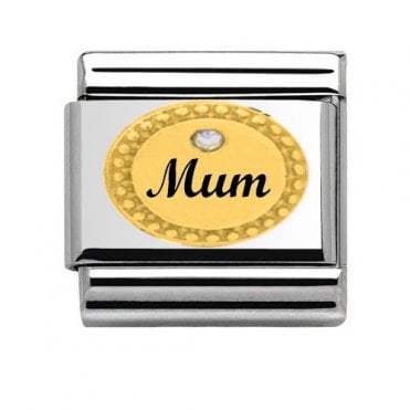 Oval CZ Mum Gold Silver Charm