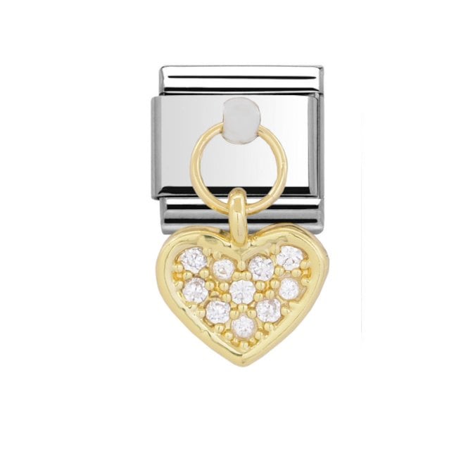 Charmlinks Pave Heart Gold Silver Drop Charm