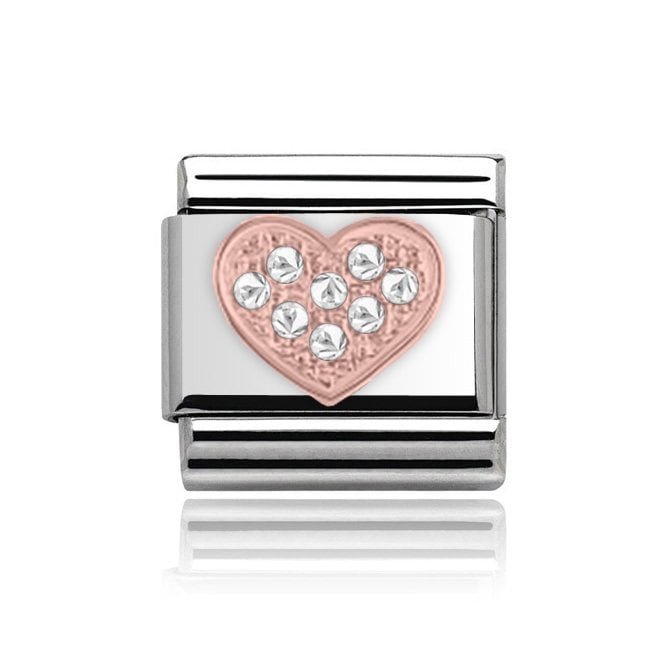 Charmlinks Pave Heart Rose Silver Charm