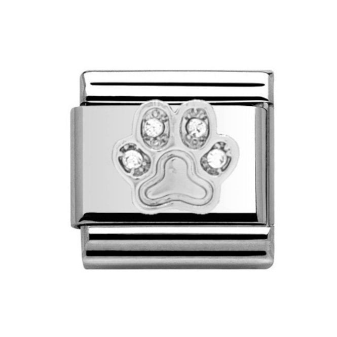 Charmlinks Paw Print Stone Set Silver Silver Charm