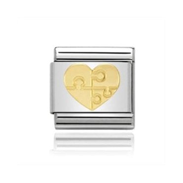 Puzzle Heart Charm Gold Silver