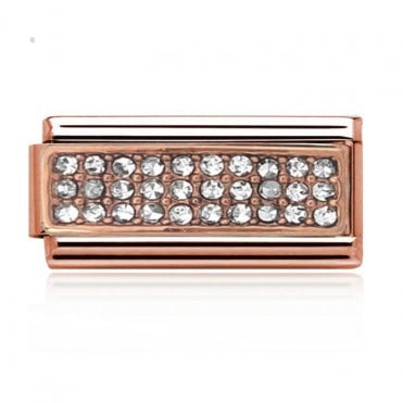Rose Pave Stone Set Double Charm