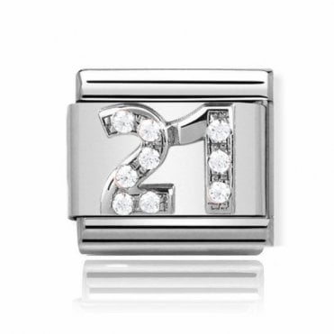Silver 21 Stone Set Charm
