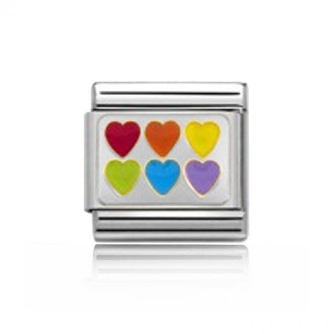 Charmlinks Silver 6 Multi Colour Hearts Charm
