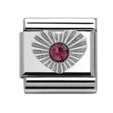 Silver Amethyst Heart February Birthstone Charm
