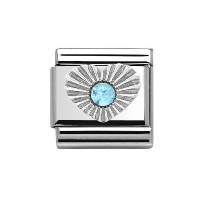 Charmlinks Silver Aquamarine Heart March Birthstone Charm