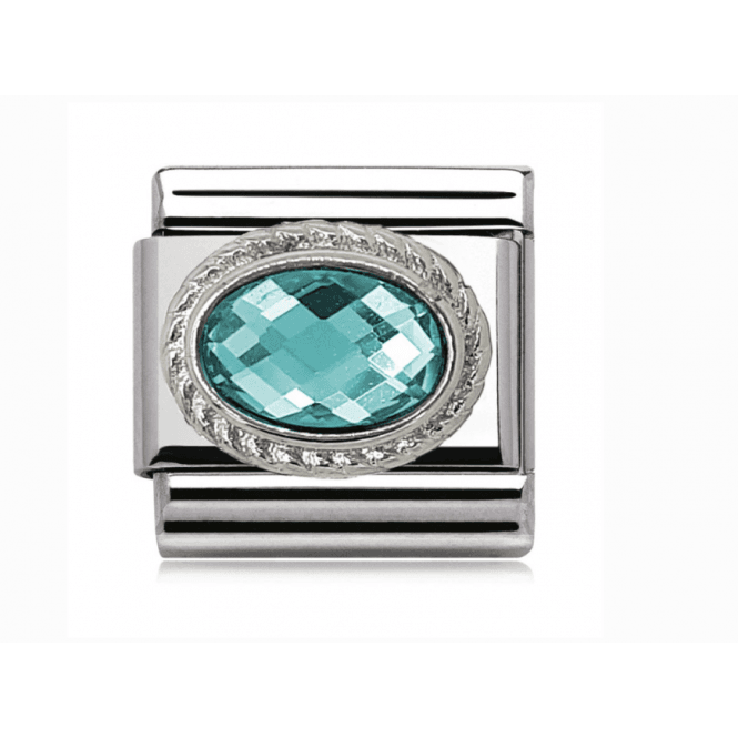 Charmlinks Silver Aquamarine Stone Set March Birthstone Charm