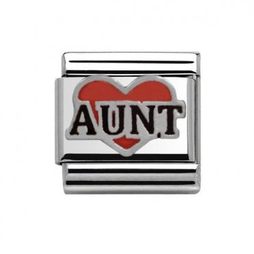 Silver Aunt in Red Heart Charm