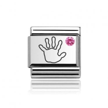 Silver Baby Girl Stone Set Charm