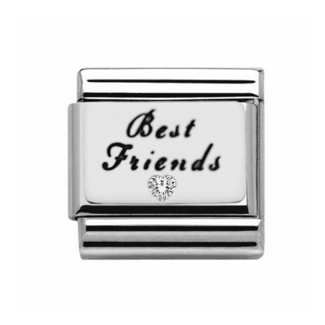Charmlinks Silver Best Friends Cubic Zirconia Heart Charm