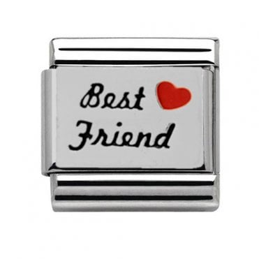 Silver Best Friends Red Heart Charm