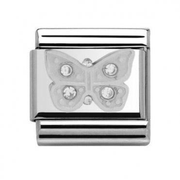 Silver Butterfly Stone Set Charm