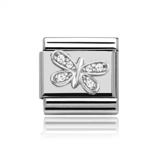 Charmlinks Silver Butterfly Stone Set Charm