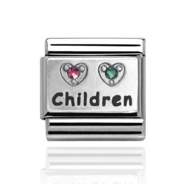 Silver Children Stone Set Charm