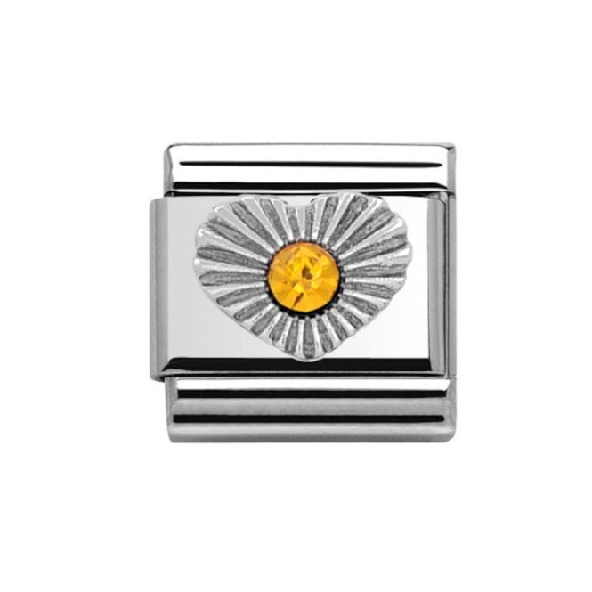 Charmlinks Silver Citrine Heart November Birthstone Charm