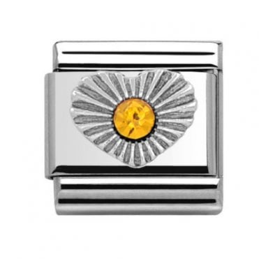 Silver Citrine Heart November Birthstone Charm