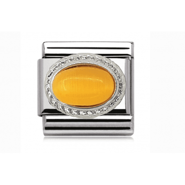 Silver Citrine Stone Set November Birthstone Charm