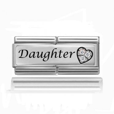 Silver Daughter Stone Set Double Charm