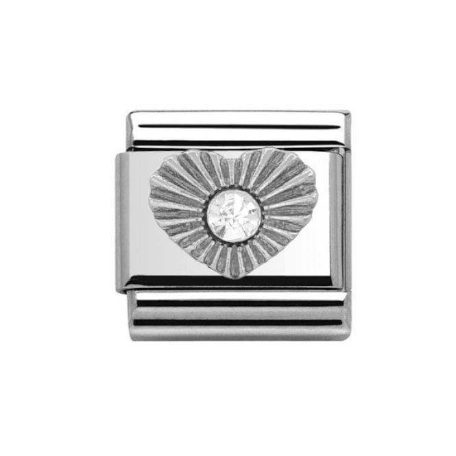 Charmlinks Silver Diamond Heart April Birthstone Charm