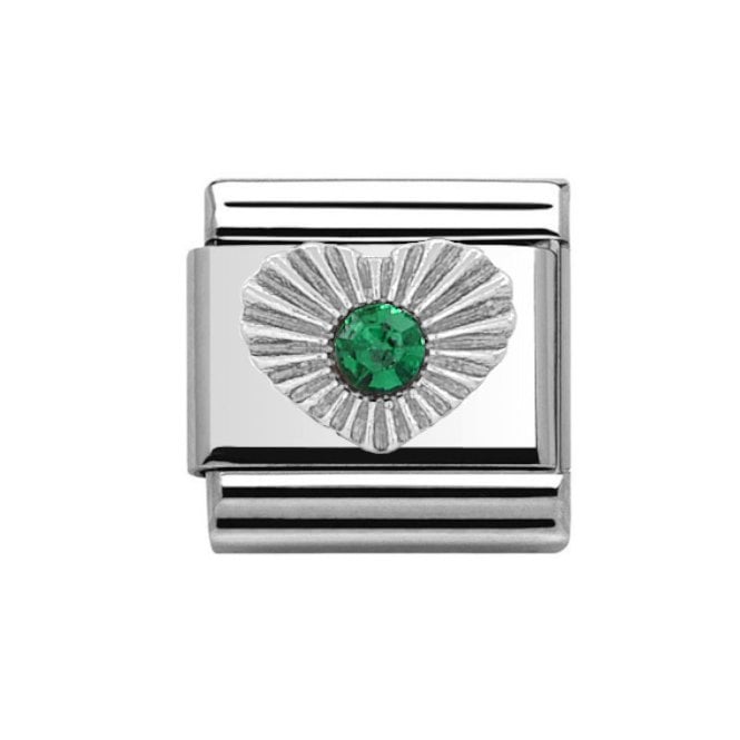 Charmlinks Silver Emerald Heart May Birthstone Charm