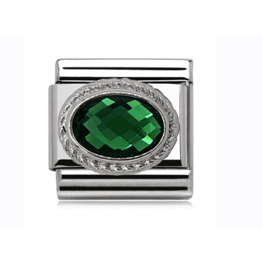 Silver Emerald Stone Set May Birthstone Charm