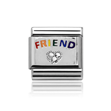 Silver Friend Stone Set Charm